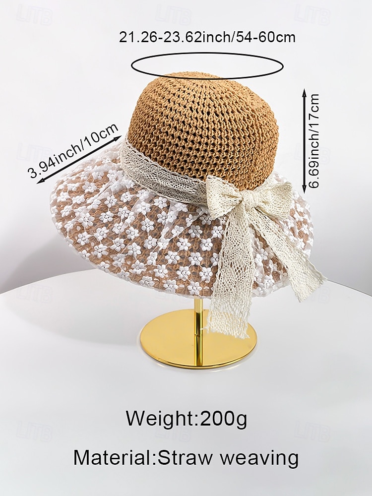 Women's Boho Woven Sun Hat with Bow, Lightweight Wide Brim Summer Beach Cap for Casual Wear, Travel, Vacation, Resort and Outdoor Leisure Styling 2026 - $11.99 –P11