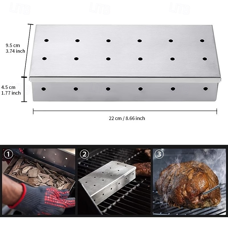Stainless Steel Wood Chip Smoker Box for Grilling Additions, Suitable for Adding a Smoky Flavor to Gas Or Charcoal Grills, The Best Grilling Accessory for Charcoal And Gas Barbecue Grills 2026 - $15.99 –P1