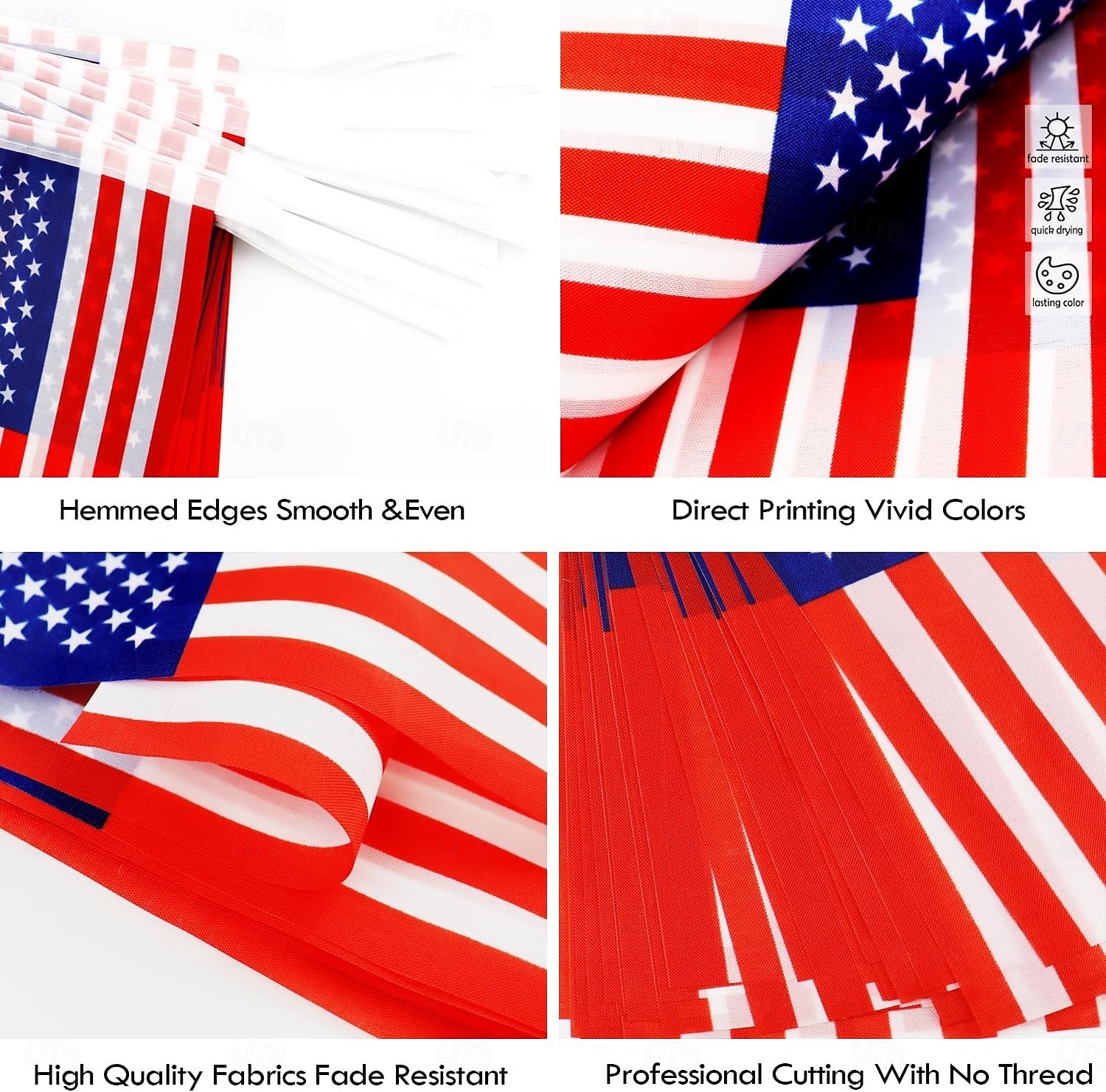 patriotisk amerikansk flagga vimpel banderoll, 50 flaggor 46 fot små mini amerikanska flaggor vimpel för 4 juli självständighetsdagen, 250-årsjubileum, minnesdagsfestdekorationer 2026 - $16.99 –P3