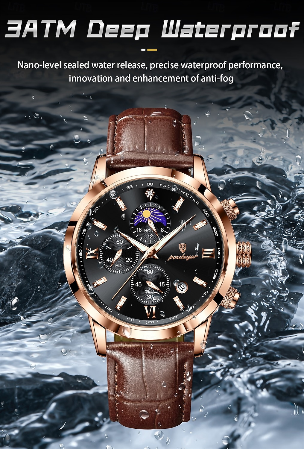 882 New Men's Watch, Moon Phase Multifunction Chronograph Quartz Watch 2026 - $24.99 –P7