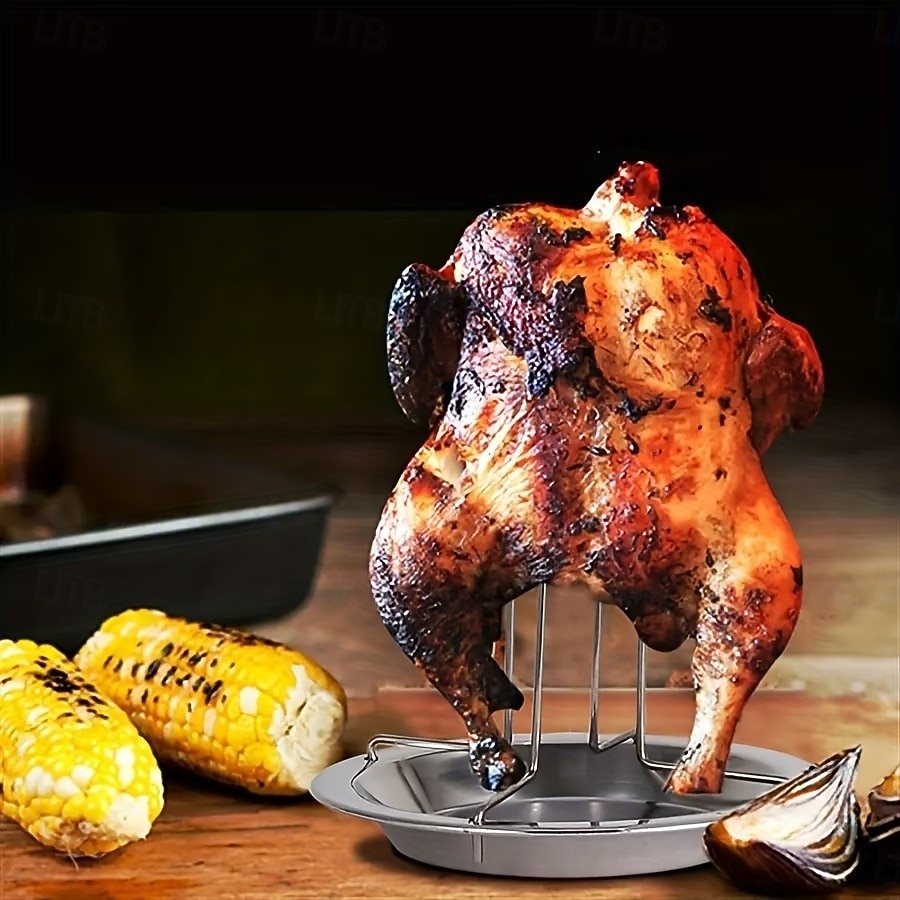 1/2 db rozsdamentes acél csirkesütő rács csepptálcával - tapadásmentes, összecsukható grillrács, grillekhez és sütőkhöz alkalmas, tartós fémrács, ideális kültéri kempingezéshez és otthoni grillezéshez 2026 - $12.99 –P3