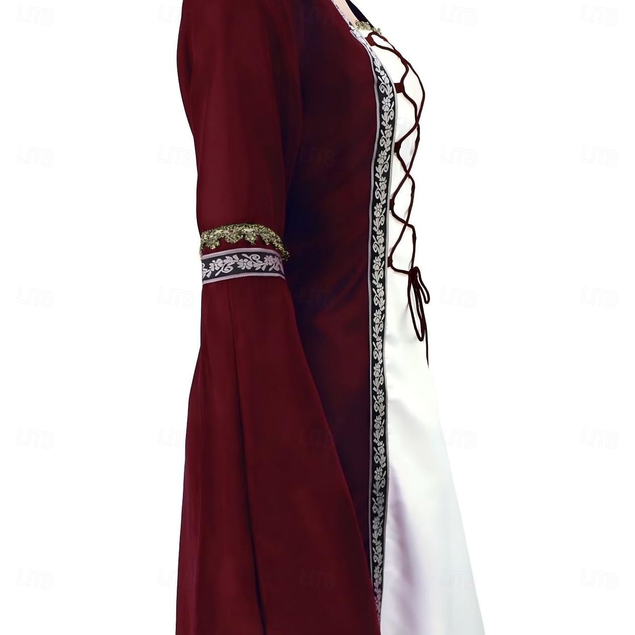 Medieval Renacimiento Vestidos Disfraz de lujo Bruja Vikingo Disfraz Mujer Celta Fantasía Víspera de Todos los Santos Carnaval Rendimiento LARP Feria Ren Adulto Vestido 2026 - $46.99 –P7