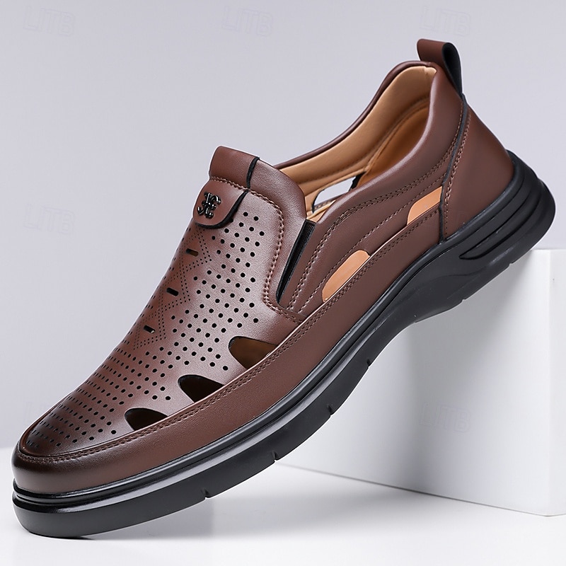 Mocassins d'été pour hommes en similicuir – modèle perforé à enfiler, légers et confortables, parfaits pour les voyages, les sorties décontractées et les loisirs quotidiens. de 2026 ? $46.99 –P1