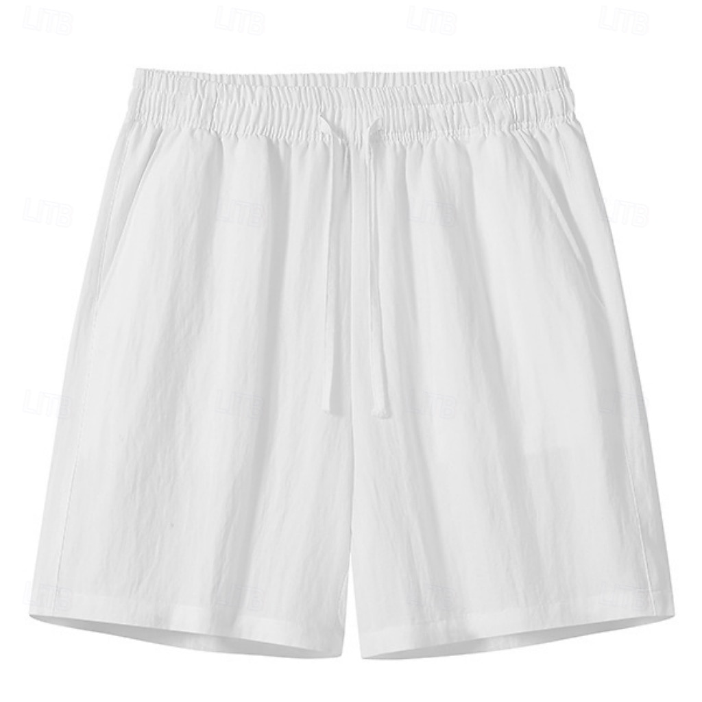 Men's Shorts Summer Shorts Tencel Linen Shorts Beach Shorts Drawstring Elastic Waist Plain Comfort Soft Short Daily Outdoor Beach Fashion Casual Black White Inelastic 2026 - $25.99 –P7