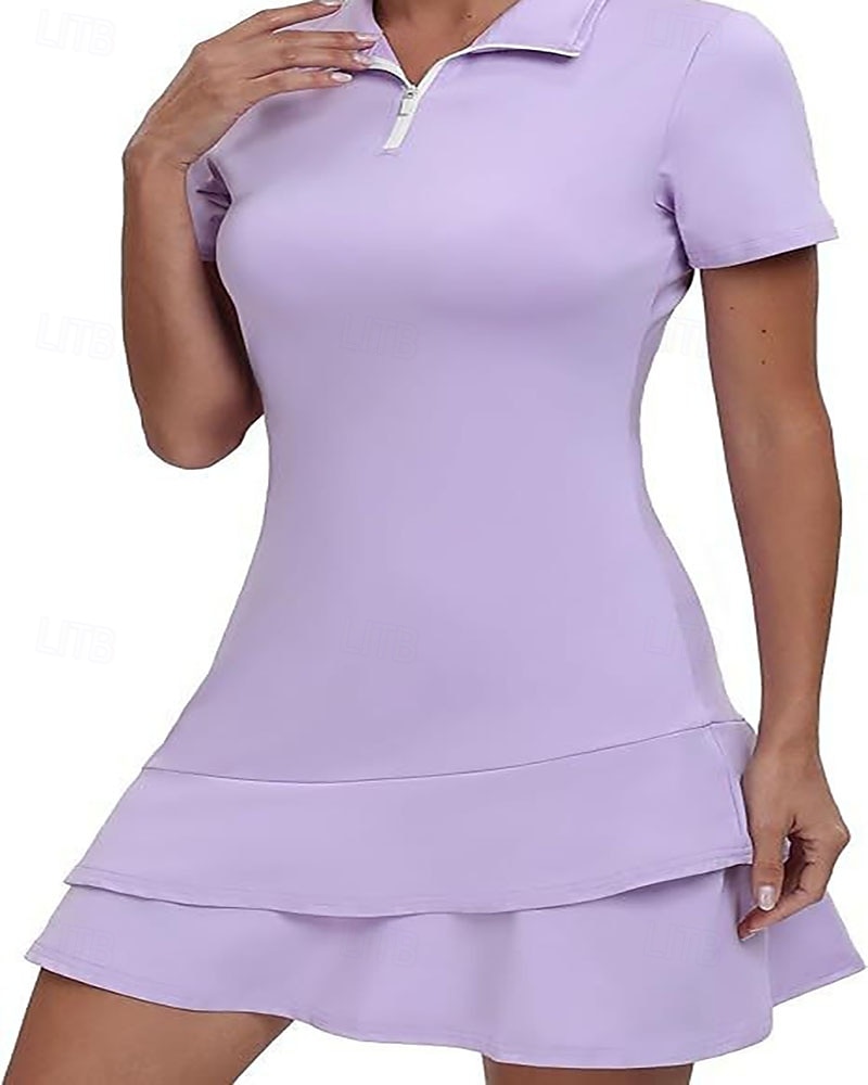 Dam Grafisk Leopard Geometrisk Tennisklänning med shorts Sportklänning Golfpikéklänning Kortärmad Fjärdedels blixtlås Asymmetrisk Elastisk Svettavvisande Andningsfunktion Tennis Golf Badminton 2026 - $22.99 –P15