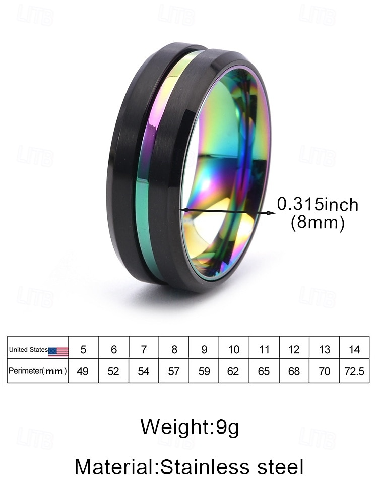Men's Stainless Steel Multi-Color Ring – Available in Multiple Sizes, Stylish Design, Perfect for Weddings, Parties and Casual Vacation Wear 2026 - $9.99 –P10