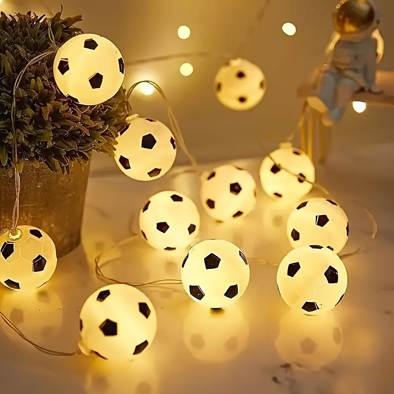 1 cadena de luces LED de 2 m y 10 ledes para balón de fútbol: luces LED de interior con caja de batería, luz cálida, luz blanca y opciones de luz de colores para sala de estar, dormitorio, fiesta y 2026 - $10.99 –P7