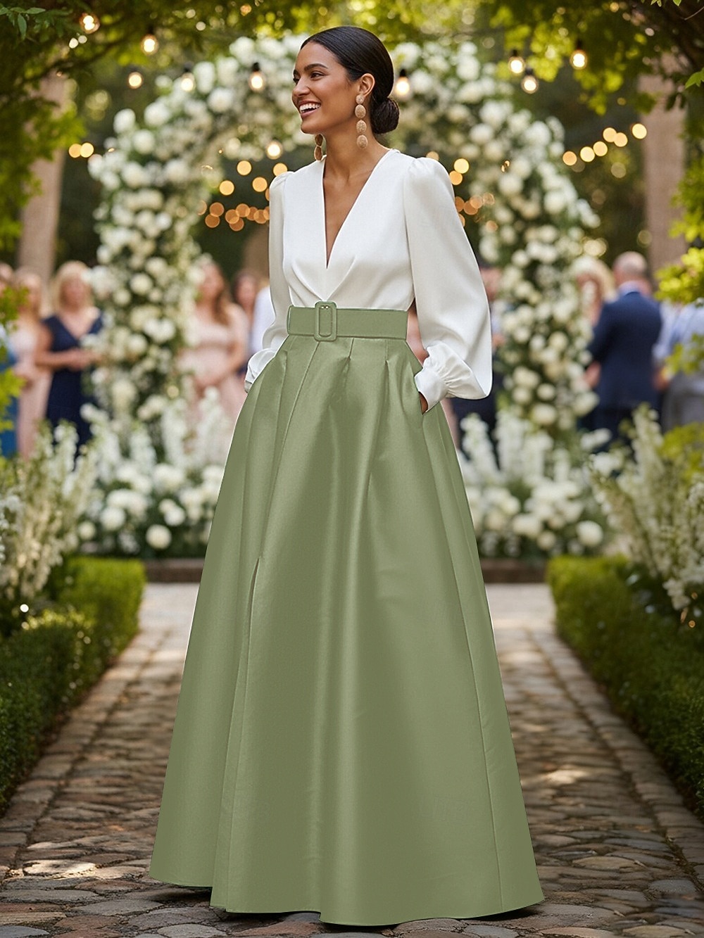 A-Line Floor Length Wedding Guest Dress Formal Dresses Evening Gown Mother  of the Bride Dress