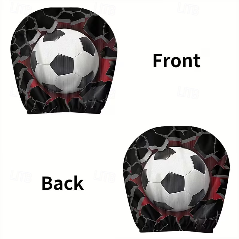 2 st nackstödsskydd med fotbollstryck, bilinredning, moderiktigt sätesskydd, enkla att installera, lämpliga för långkörning, stadspendling, perfekt rolig bildekor, ökad komfort 2026 - $9.49 –P24