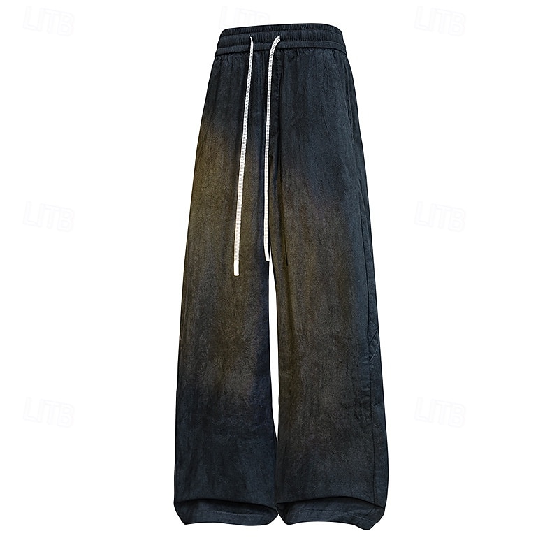 SoftFade™ Calças Masculinas Calças Casuais 100% Algodão Calças Largas Calças Lavadas em Ácido Com Corda Perna Larga Cor Sólida Conforto Comprimento Total Casual Diário Moda de Rua Fashion Retro de 2026 por $31.99 –P6
