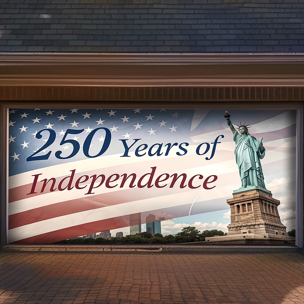 4 de julio de 2026 250º Día de Memorial Tapiz Cubierta de puerta de garaje Gran fondo colgante Bandera Americana Vintage 3D Fiesta Patriótica Fondos de tiro al aire libre Decoración del hogar de la 2026 - $59.99 –P4
