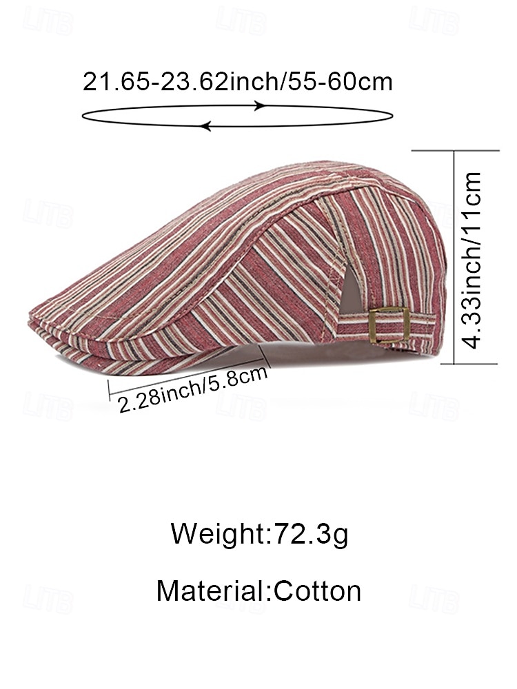 Men's Cotton Striped Beret Flat Cap, Casual Everyday & Travel Hat, Multiple Colors, Lightweight Summer Vacation Accessory for Men 2026 - $11.99 –P14