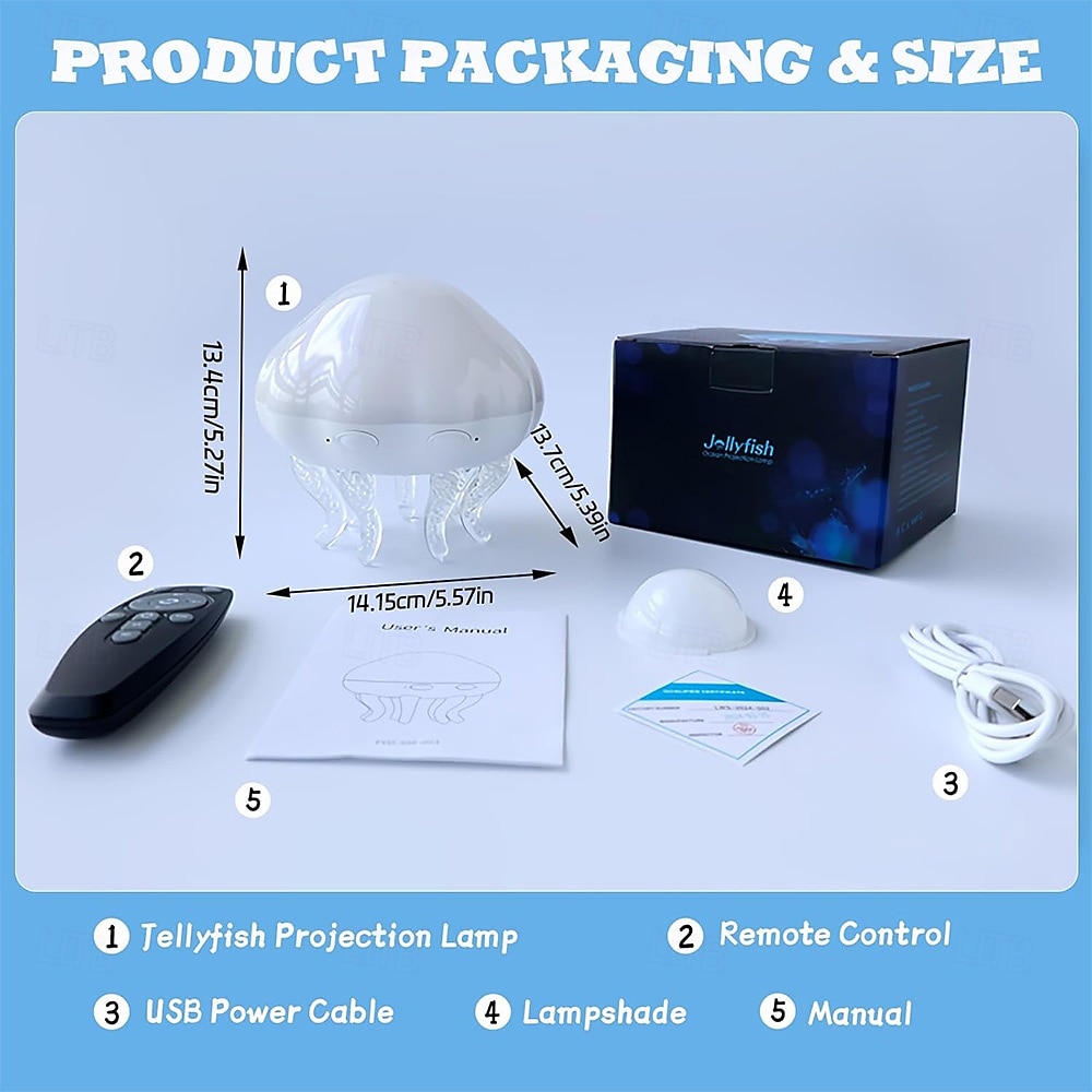 2026年 2-in-1 オーシャンウェーブ &リモコン付きクラゲプロジェクターライト、タイマー自動オフ、8色変化ナイトライト、USB電源、寝室用ムードランプ、クリスマス誕生日プレゼント  コレクション – $53.99 –P9