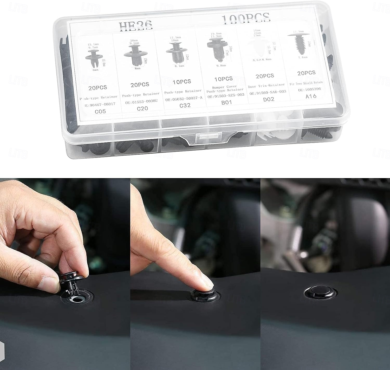 100pcs Car Bumper Retainer Clips Set Car Fastener Box Set Push-Type Retainer Clips, Bumper Nylon Rivets of Most Popular Sizes and Fastener Removers for Most Models 2026 - Kč185 –P4