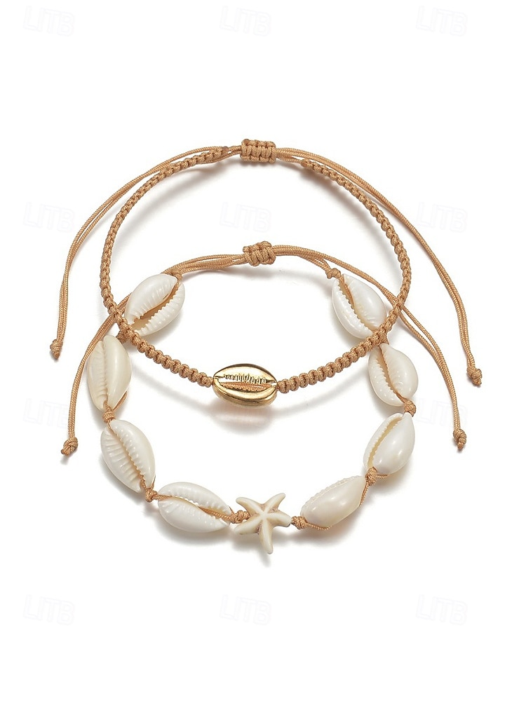 Conjunto de tornozeleiras femininas estilo boêmio com conchas, multicoloridas, ajustáveis, perfeitas para férias na praia e uso casual no dia a dia. de 2026 por $7.99 –P8