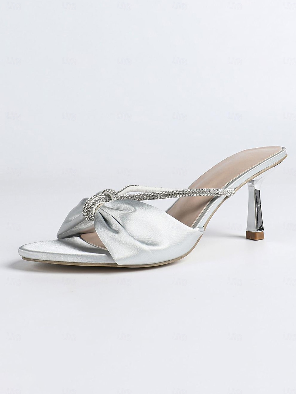 Women's Silver High Heel Sandals - Elegant Bow Knot Design with Crystal Detailing for Cocktail Parties 2026 - $46.99 –P1