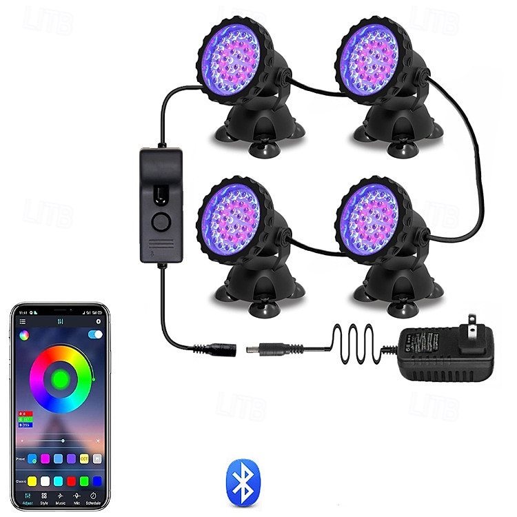 аквариумный прожектор с Bluetooth, пультом дистанционного управления, кнопками, IP68, уличный погружной светильник, светильник для бассейна. 2026 - $46.99 –P1