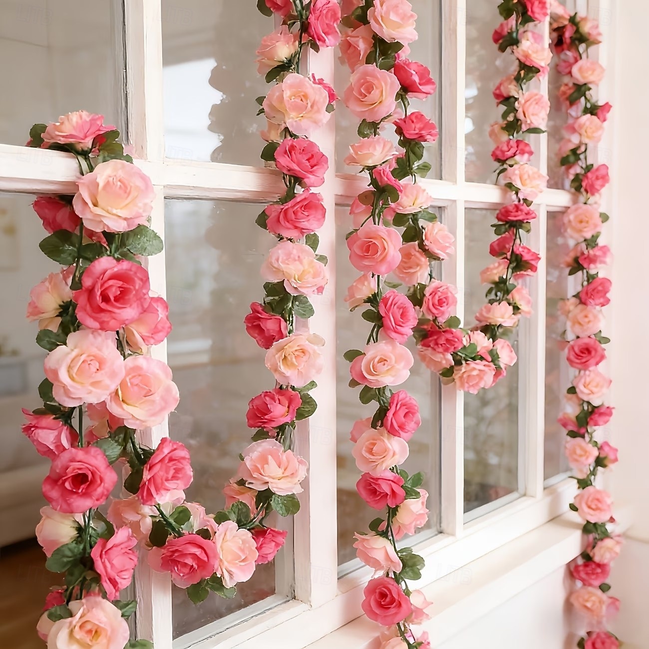 Guirnalda de rosas artificiales dobles de primavera de 196,8 pulgadas (2 piezas), extralarga, de 196,8 pulgadas (50 cm). Ideal para arcos florales y arreglos para el Día de San Valentín, bodas, 2026 - $15.99 –P10