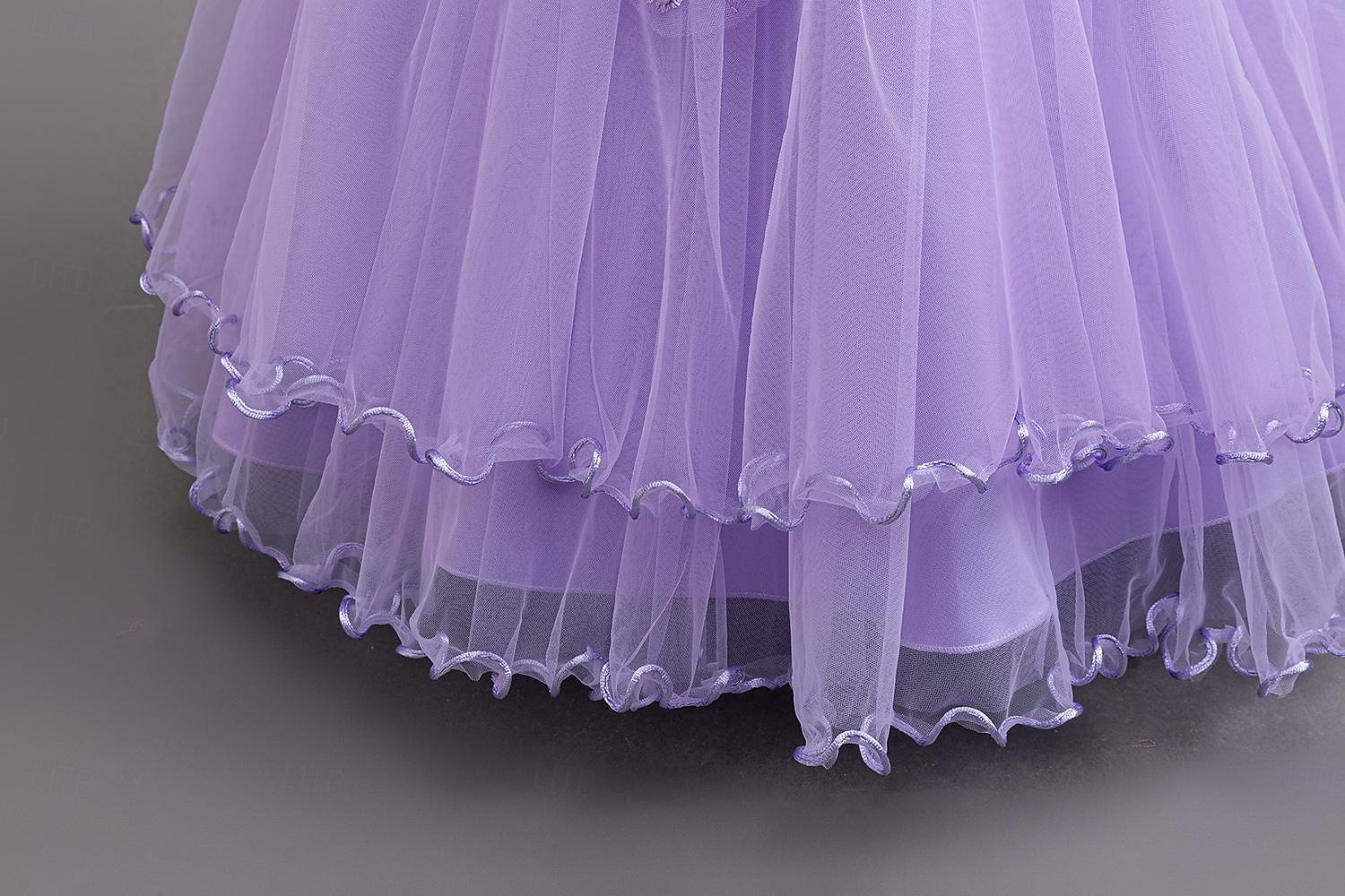 Kids Girls' Party Dress Solid Color Sleeveless Wedding Performance Elegant Fashion Sweet Cotton Blend Polyester Maxi Summer Spring Fall 4 years+ Purple 2026 - $51.99 –P6