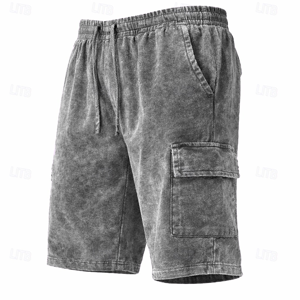 Herren Shorts Freizeitshorts Acid Wash Shorts Kordelzug Elastischer Bund Mehrere Taschen Einheitliche Farbe Komfort Atmungsaktiv Knielang Täglich Streetwear Urlaub Mode Vintage-Retro Blau Schwarz 2026 - $15.99 –P7