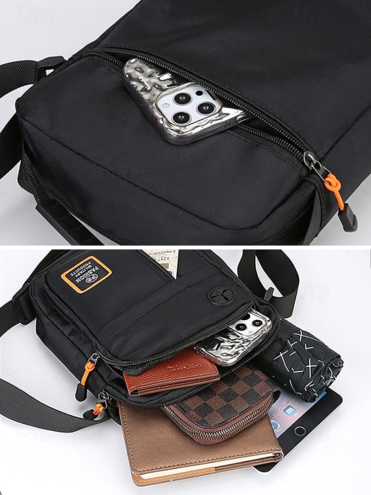 2026年 メンズオックスフォードクロスボディバッグ、マルチカラー、複数のコンパートメントを備えた大容量、調節可能なショルダーストラップ、カジュアルやアウトドア旅行の日常使いに最適  コレクション – $11.99 –P9