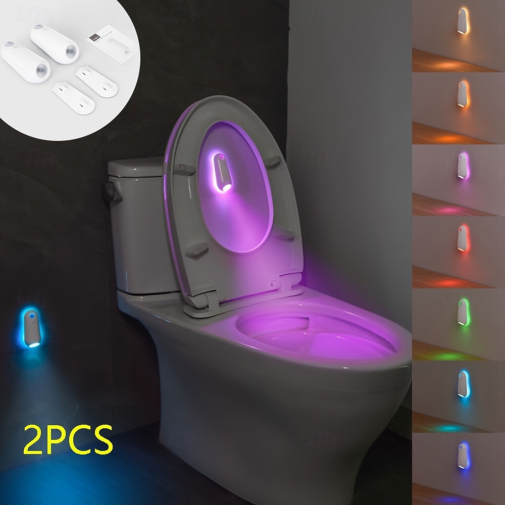 2026年 スマートモーションセンサー付きRGBトイレナイトライト2個セット、USB充電式、防水LEDランプ、屋内用、寝室、リビングルーム、階段、廊下、玄関、バスルームの間接照明  コレクション – $30.99 –P10