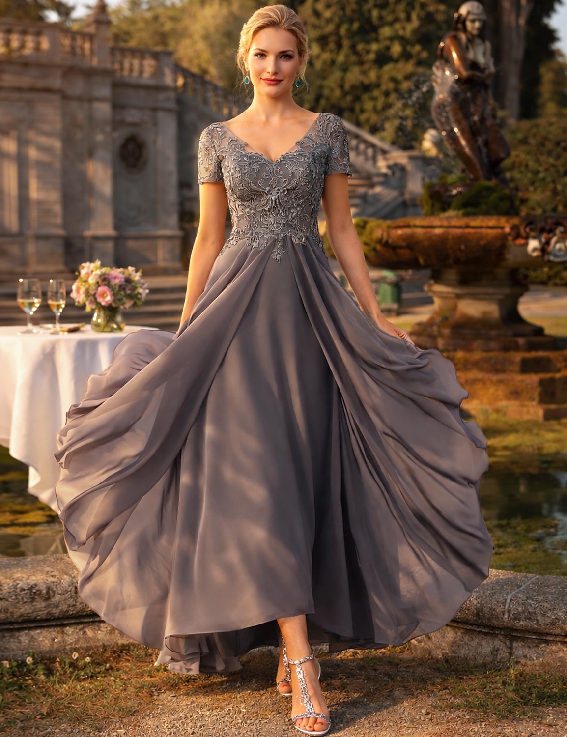 Dressystar Cocktailjurk voor dames, bruiloftsgast, knielang, avondjurken, elegant voor bruiloft, rood, XS