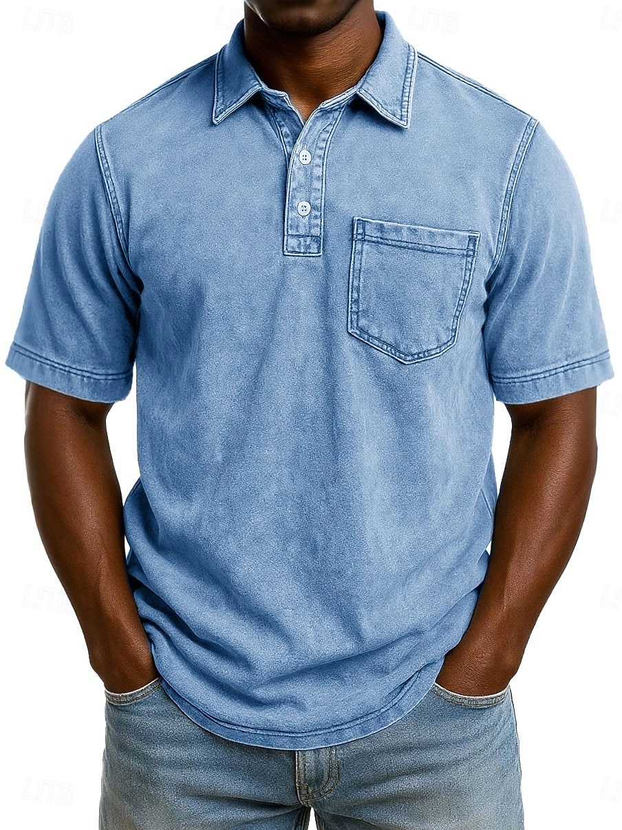 SoftFade™ Miesten Happopesu Paita Puuvilla Polo Paita Rentoa Lomaa Kauluskaveri Värikästä Polo Kaulusta Lyhythihainen Muoti Perus Yksinkertainen Vintage Haalistunut Kesä Kevät Normaalimallinen Musta 2026 - $31.99 –P2
