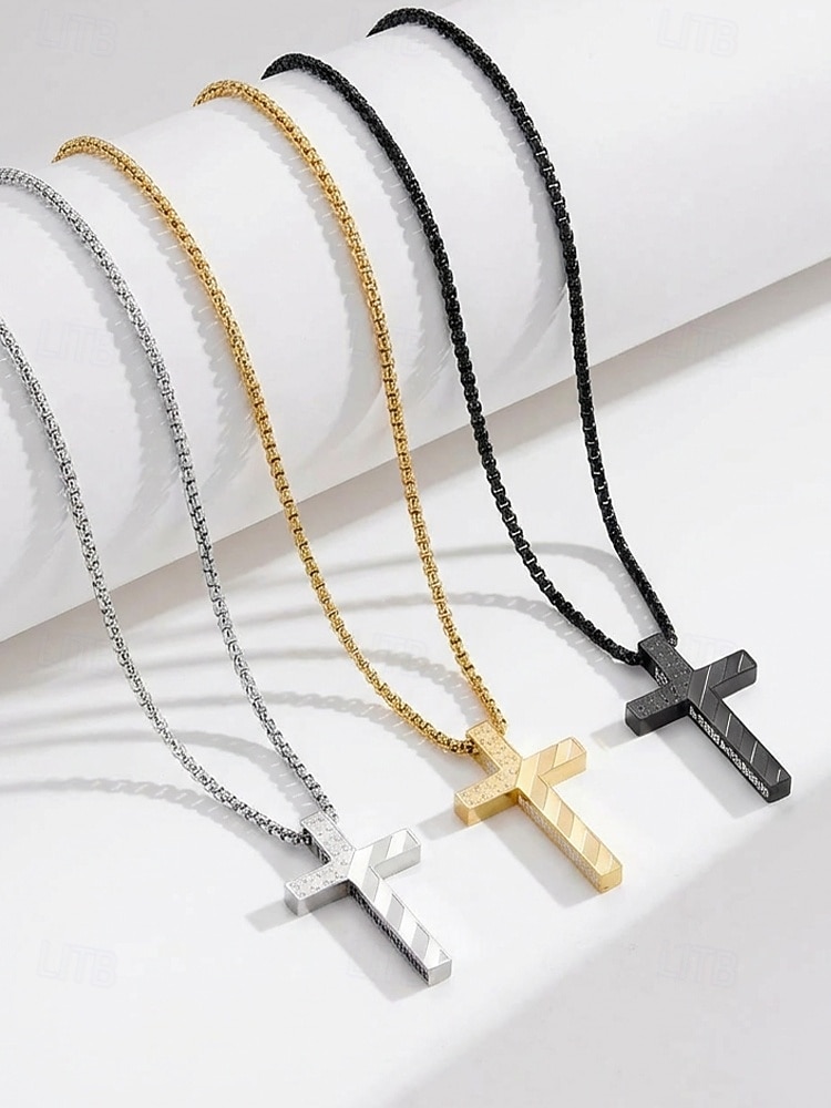 Collana da uomo con ciondolo a croce in acciaio inossidabile, gioielli religiosi multicolore, catena cristiana minimalista per il 250° anniversario degli Stati Uniti, il giorno dell'indipendenza, abbigliamento casual, viaggi e vacanze. del 2026 a $11.99 –P4