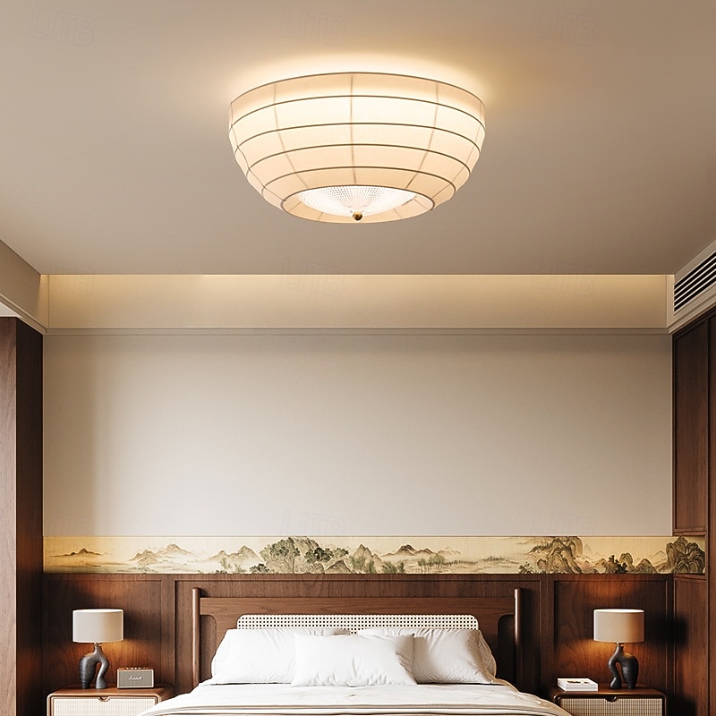 Traditional Japanese Round Hardware Fabric Crystal LED Flush Mount Ceiling Light For Bedroom 2026 - $397.49 –P2