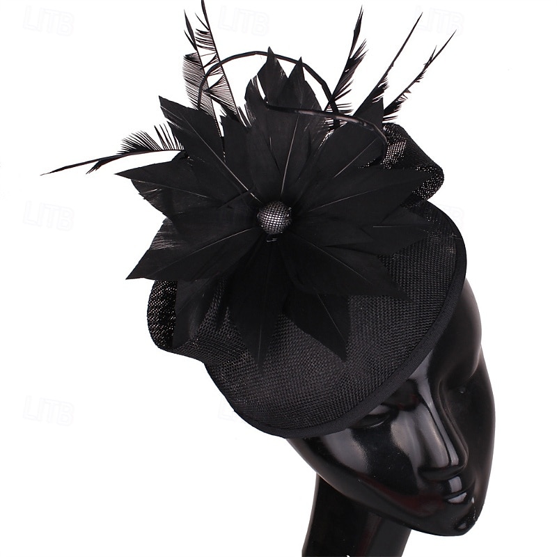 Fascinators Lino Boda Cumpleaños Elegante Vintage Estilo lindo Con Pluma Celada Sombreros 2026 - $28.99 –P7