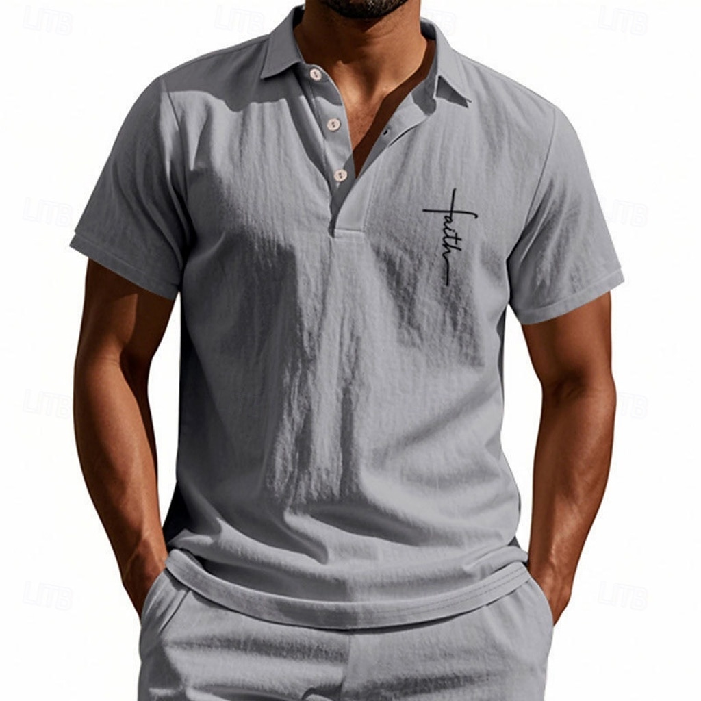 Homens Camisa de linho Camisas Polo Casual Rua Lapela Manga Curta Básico Moderno Cruz Botões Verão Primavera Normal Preto Branco Azul Marinha cáqui Verde Tropa Cinzento Camisa de linho de 2026 por $25.99 –P17