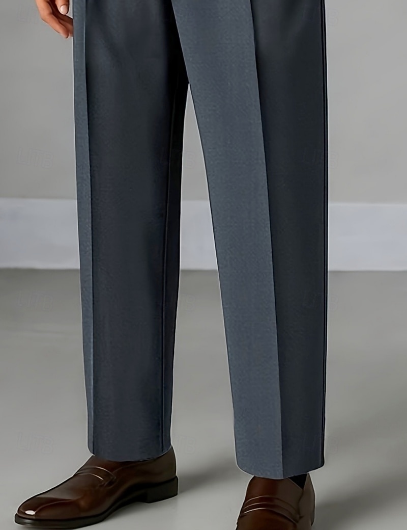 Men's Trousers Dress Pants Pocket Buttons Plain Comfort Breathable Full Length Outdoor Streetwear Business Vacation Fashion Black Navy Blue Inelastic 2026 - $31.99 –P3