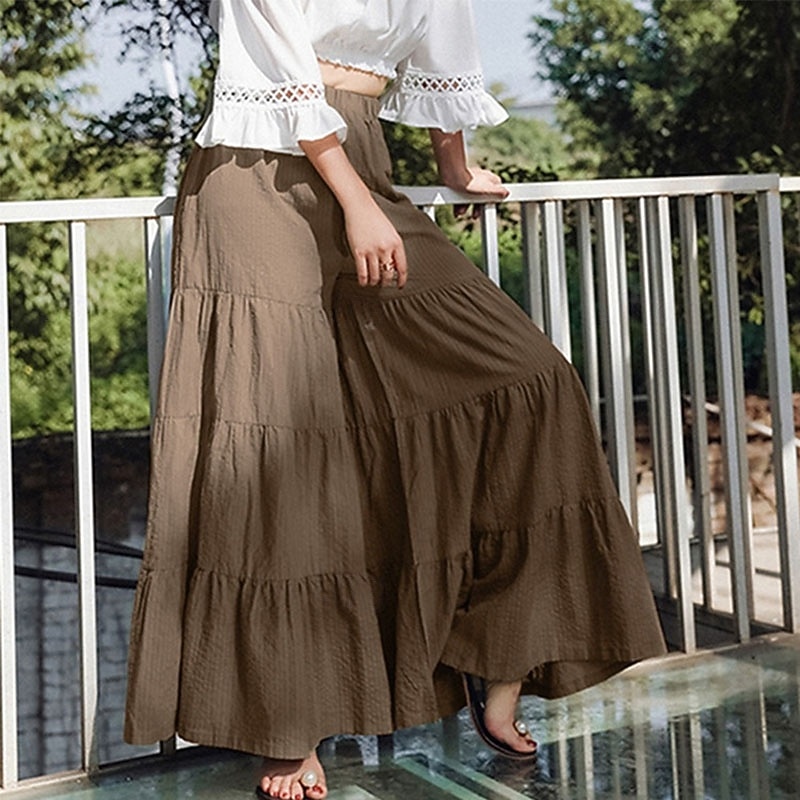 Damen Weites Bein Chinos Skort Urlaub Streetwear Lässig Volle Länge Mittlere Taillenlinie Einfach Elastischer Bund Komfort Atmungsaktiv Mikroelastisch Täglich Outdoor Streetwear Schwarz Grün Kaffee 2026 - $26.99 –P4