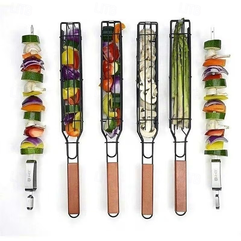 Conjunto de 2 grelhas antiaderentes, utensílios portáteis de metal para grelhar carvão, adequados para legumes e carnes, perfeitos para acampamentos ao ar livre, piqueniques, caminhadas e churrascos. de 2026 por $16.99 –P7