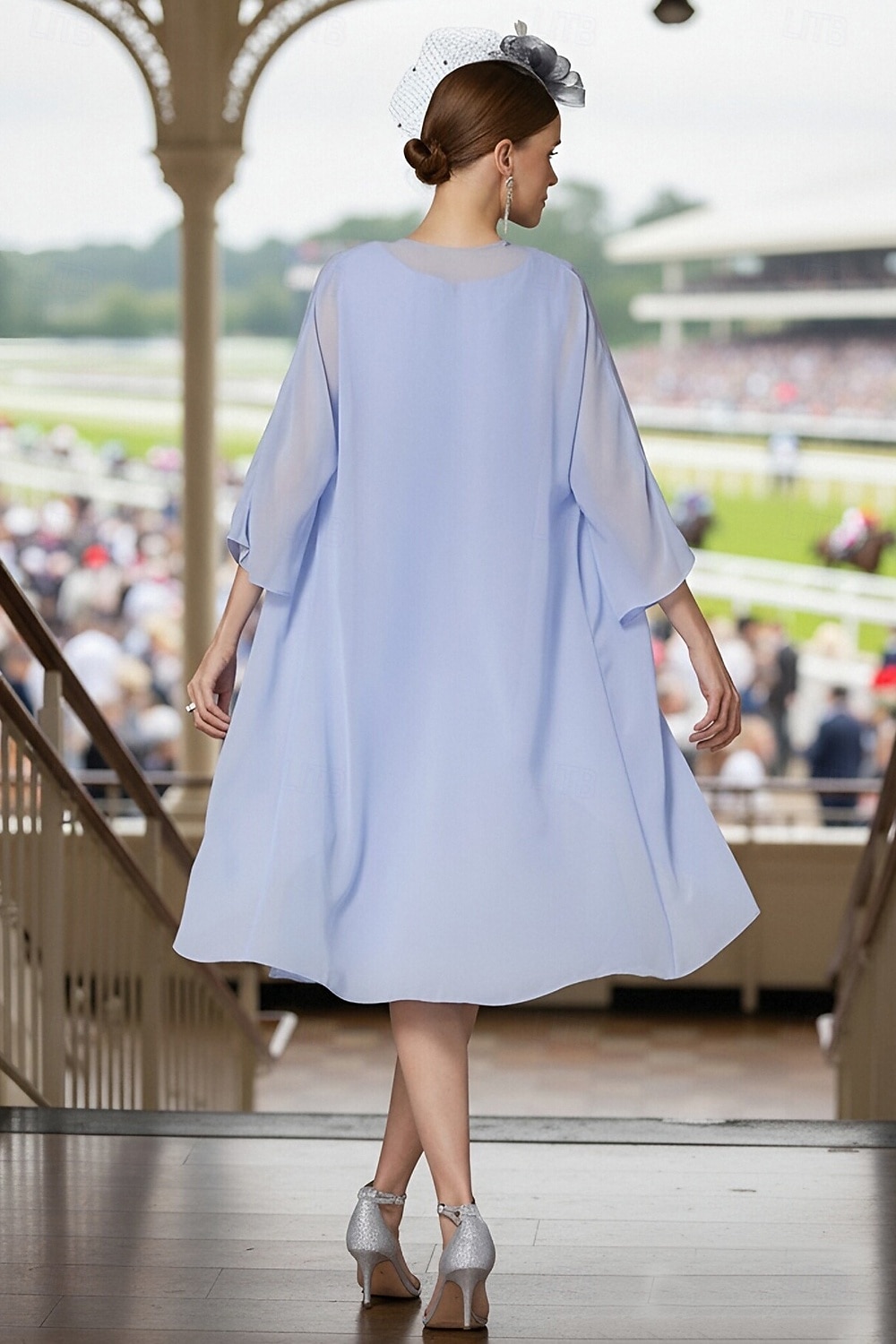 שני חלקים מעטפת עמוד באורך הקרסול שמלת אורח לחתונה שמלה לאם הכלה  ללא שרוולים עם תכשיטים אלגנטית אורחת חתונה מסיבת החתונה שיפון תחרה שמלות ז'קט עם אפליקציות 2026 - $146.99 –P4