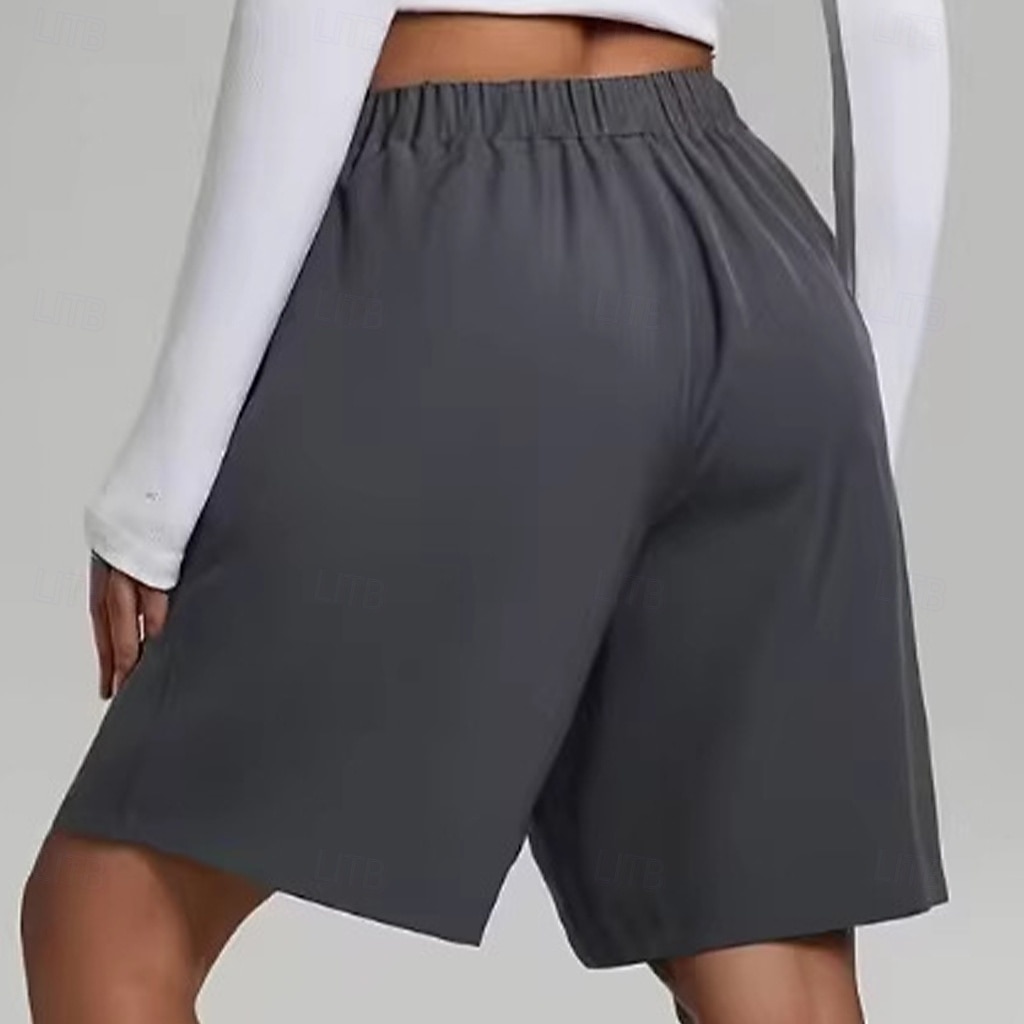 Women's Bermuda shorts Shorts Summer Shorts Vintage Fashion Casual Daily Knee Length Mid Waist Solid Color Plain Pocket Elastic Waistband Straight Leg Comfort Lightweight Soft Inelastic Streetwear 2026 - $20.99 –P2