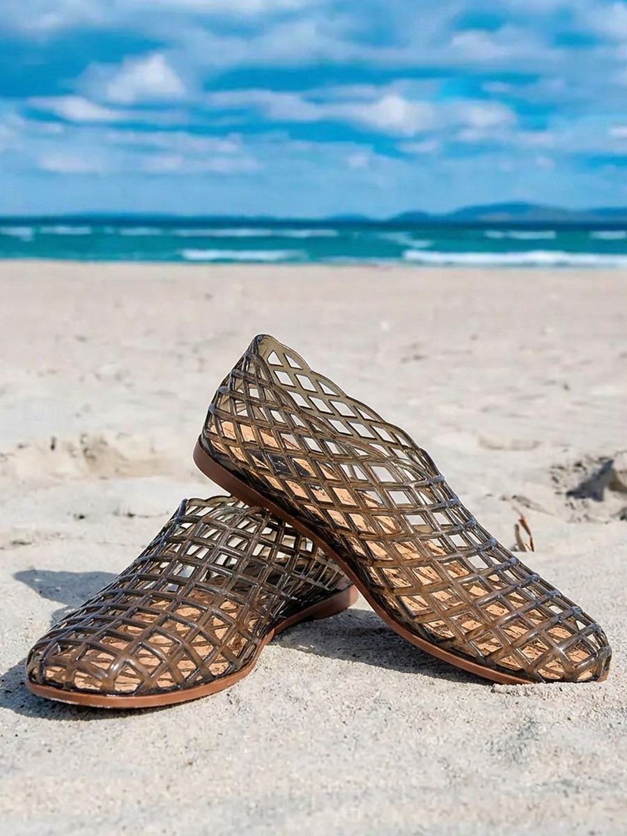 Ballerines noires chics en plastique pour femmes - chaussures d'eau respirantes à structure ajourée et semelle souple, idéales pour les vacances à la plage et les promenades en bord de mer. &tenues de 2026 ? $26.99 –P2