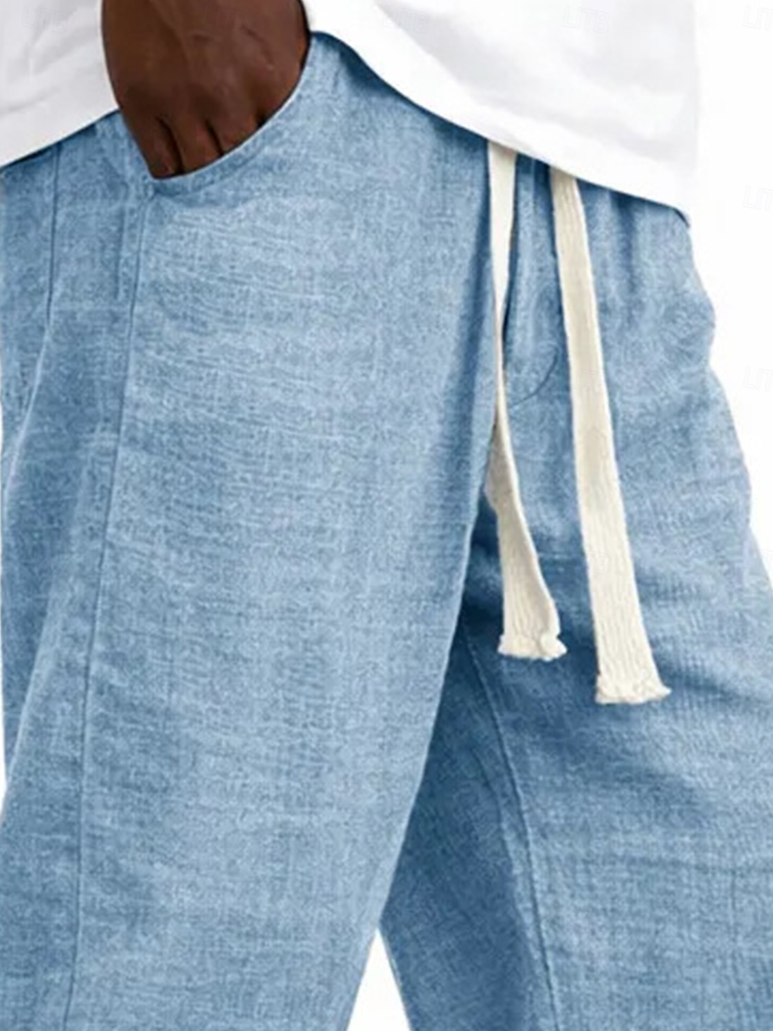 Men's Linen Pants Trousers Summer Pants Baggy Pants Pocket Elastic Waist Straight Leg Solid Color Comfort Comfortable Full Length Casual Daily Holiday Vacation Fashion Blue Black Inelastic 2026 - $25.99 –P3
