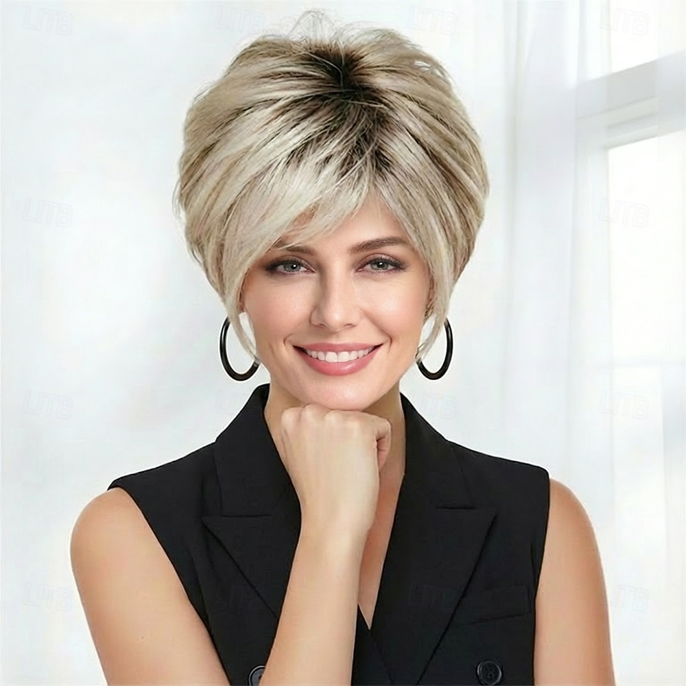 Peruca pixie loira elegante para mulheres - corte curto moderno com textura sutil. de 2026 por kr.293 –P3