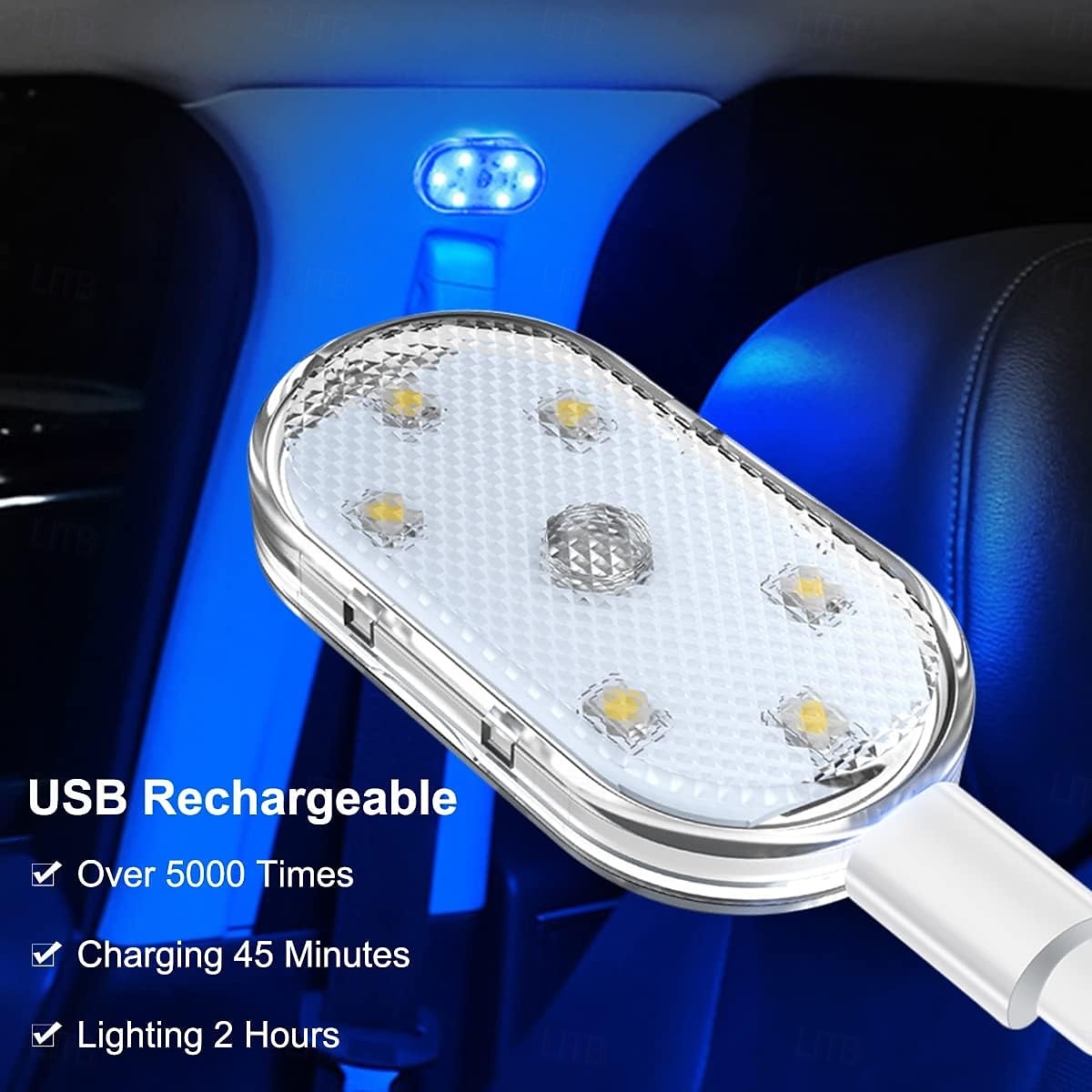 Conjunto de 1 conjunto de luzes LED internas sem fio para carro, luzes coloridas para interior de carro com 6 LEDs brilhantes, luz noturna LED interna portátil recarregável via USB para decoração de carro. de 2026 por $16.62 –P4