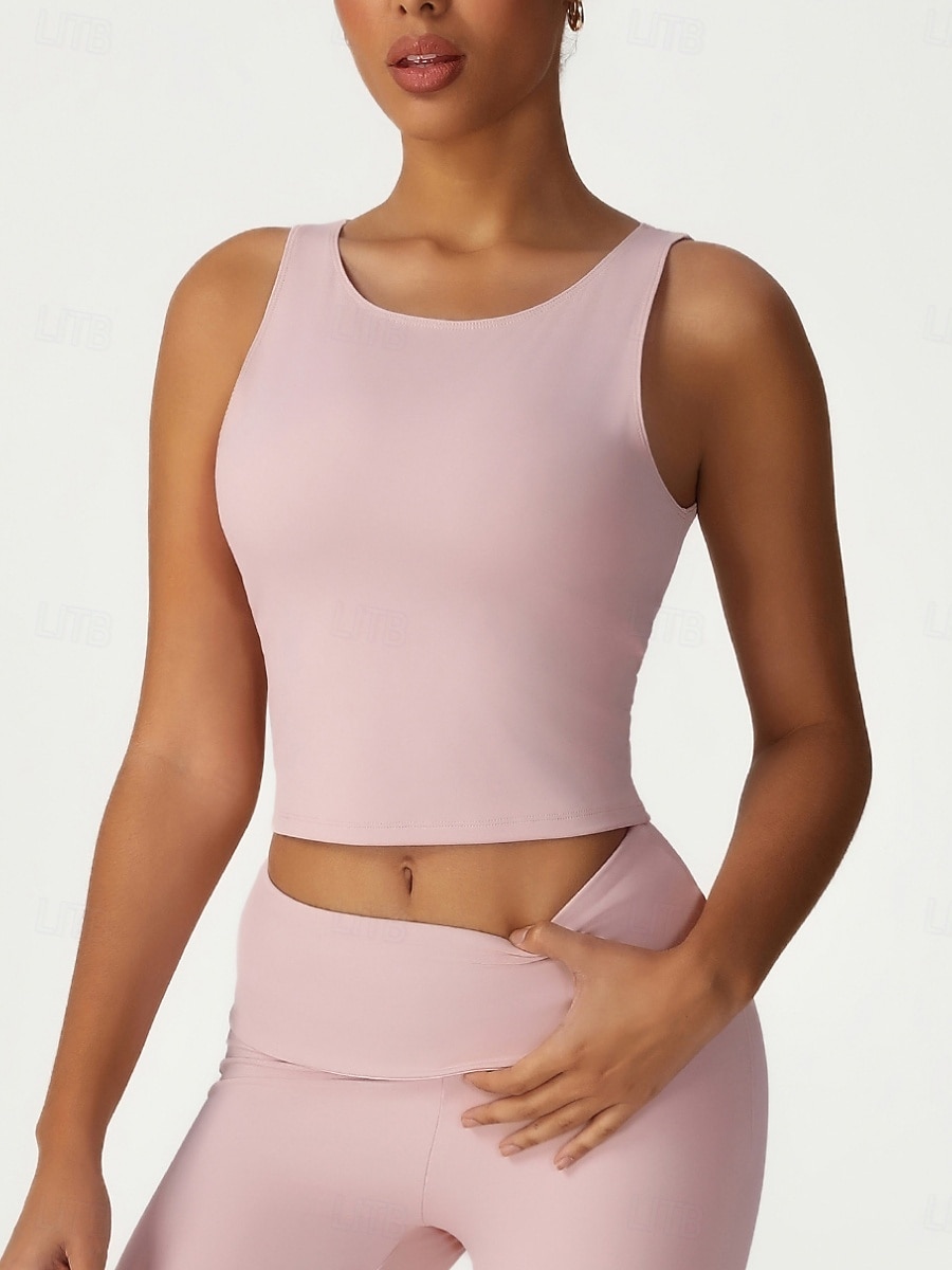 Women's Solid Colored Sports Tank Top Tennis Bra Sports Bra Sleeveless Quick Dry Shockproof Moisture Wicking Breathable Tennis Pickleball Running Crew Neck Top Black Pink Blue Tennis Clothing 2026 - $17.99 –P2