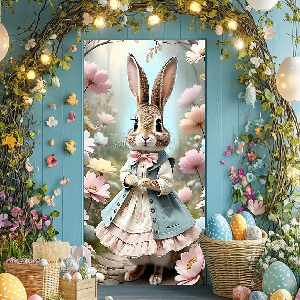 Easter Posters Door Cover Outdoor Banners Rabbit Cute 3D Party Dorm Teens Room College Dorm Guys Man Cave Frat Bedroom Shooting Backgrounds Home Decor 2026 - $17.99 –P5
