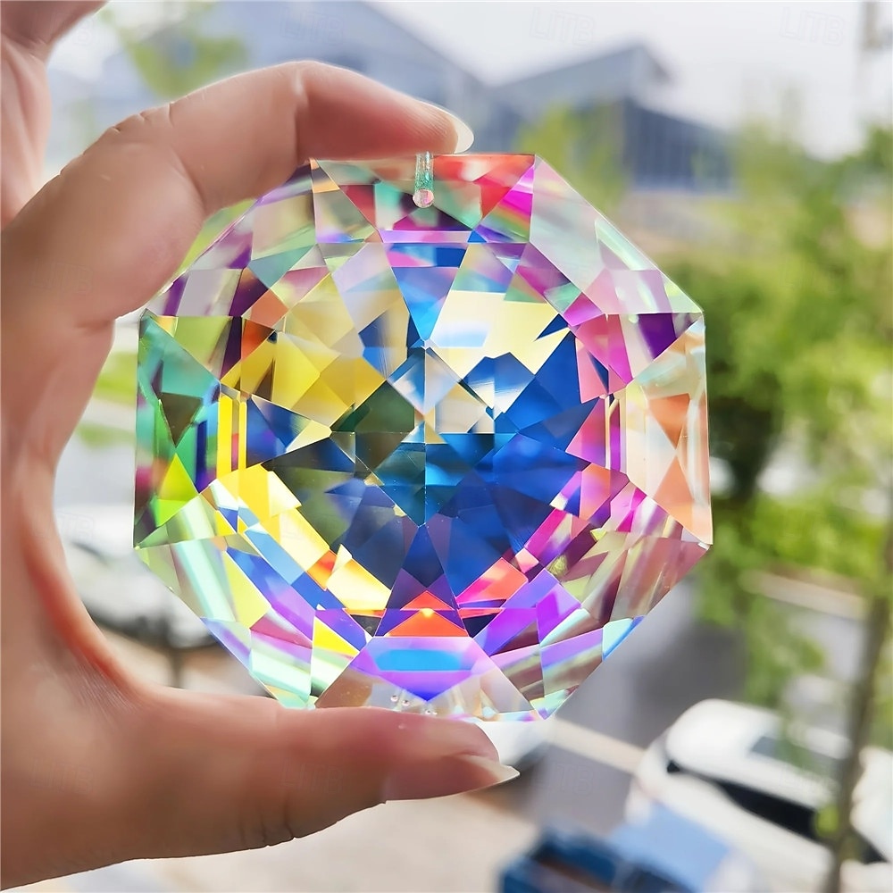 Acchiappasole arcobaleno in cristallo da 7,5 cm per finestre, grande acchiappasole ottagonale in cristallo colorato, prisma per interni ed esterni, casa del 2026 a $22.99 –P3