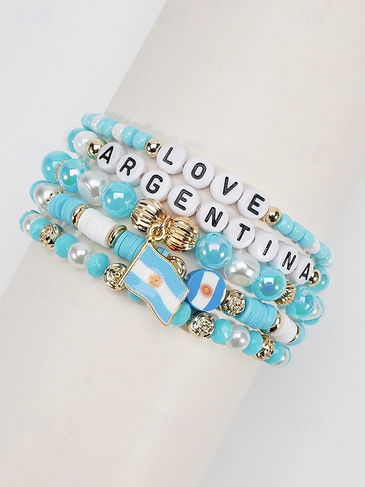 Damen-Armbandset in Flaggenfarben, stapelbarer Fächerschmuck aus Legierung in verschiedenen Länderdesigns für Fußballspiele, Teamunterstützung, lässige Alltagskleidung und Spieltagsoutfits. 2026 - E£512.24 –P6