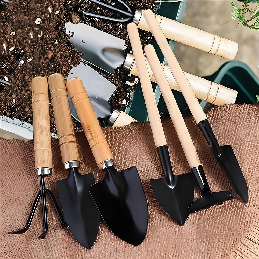 2026年 ミニガーデニングツール6点セット 持ち運び可能な小型ガーデニングツール（ハンドル付き） シャベル、熊手、室内ガーデニング、植栽、花用ツール  コレクション – $21.99 –P1