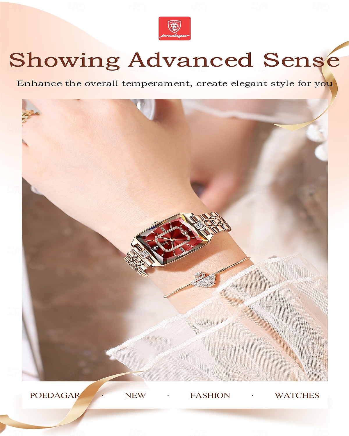 Mother's Day Gift Women's Watch, Rose Gold Square Dial with Sparkling Crystals, Waterproof Stainless Steel Band Quartz Wrist Watch, Elegant Dress Watch Jewelry for Her Wife, Multiple Color Dials 2026 - $35.99 –P3