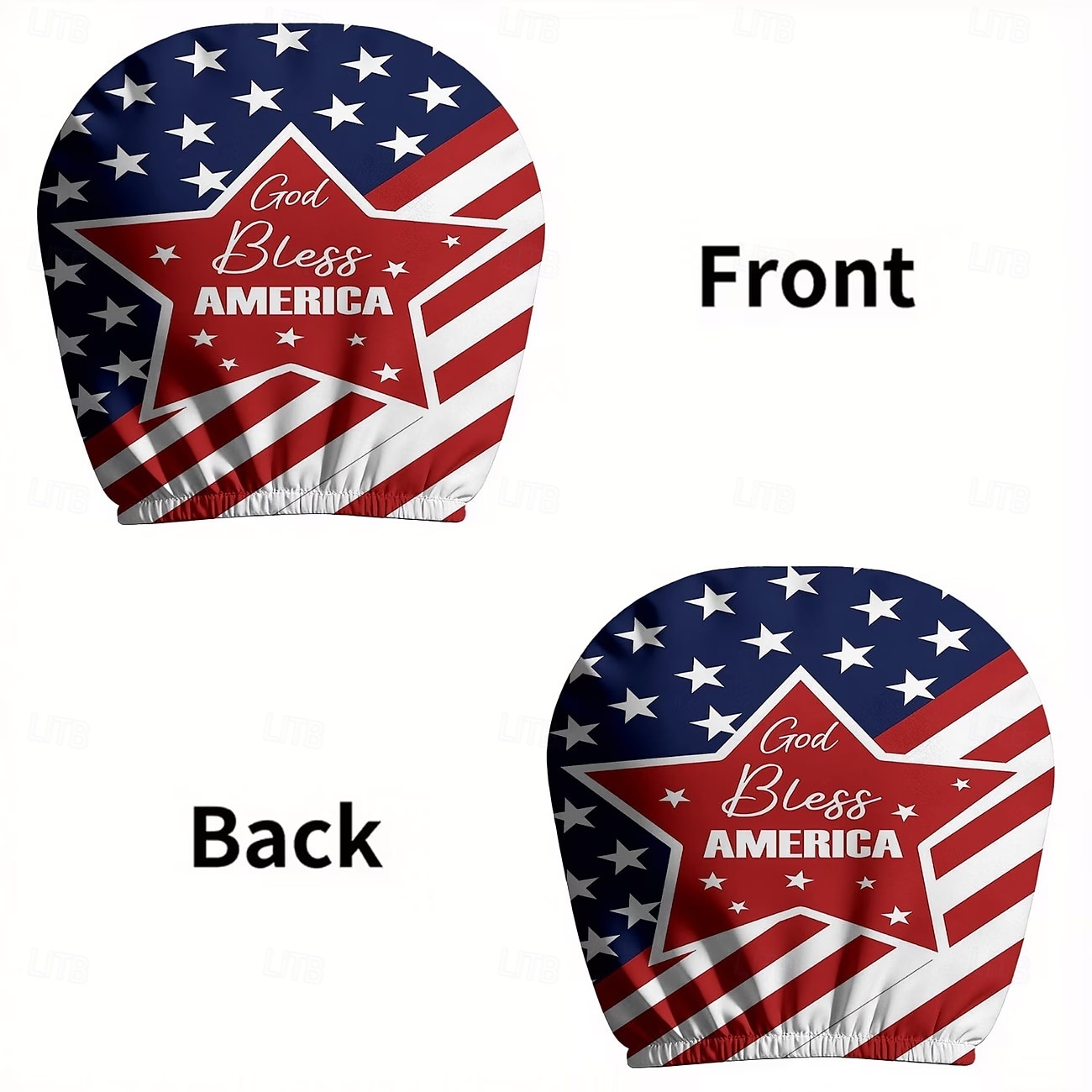 2 fundas para reposacabezas de coche con diseño de bandera estadounidense, con estampado de estrellas y rayas rojas, blancas y azules, ajuste universal, fácil de limpiar, suave y cómoda, ideal para 2026 - $9.49 –P13