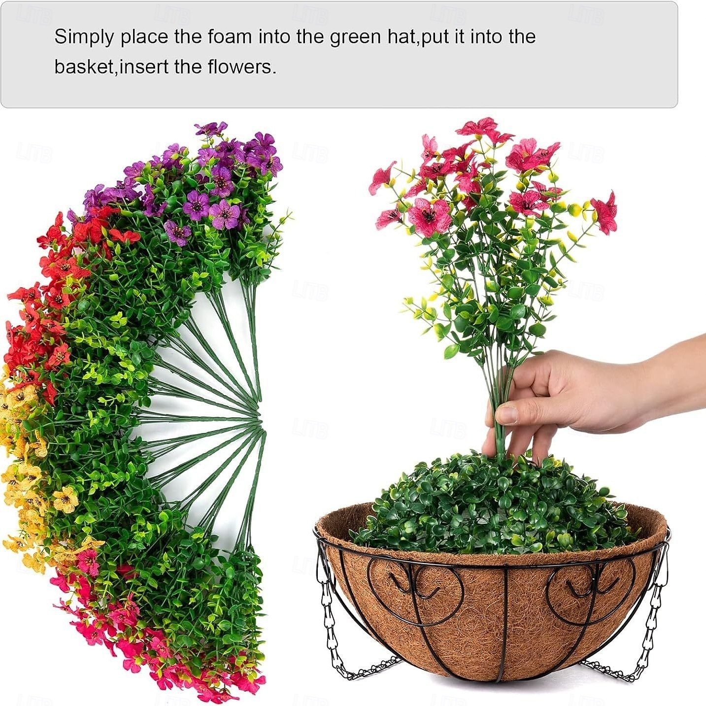 Fiori artificiali pendenti con cestino, piante finte pendenti con fiori di seta artificiali resistenti ai raggi UV per esterni e interni, primavera estate, portico, patio, balcone, giardino, del 2026 a $31.99 –P2