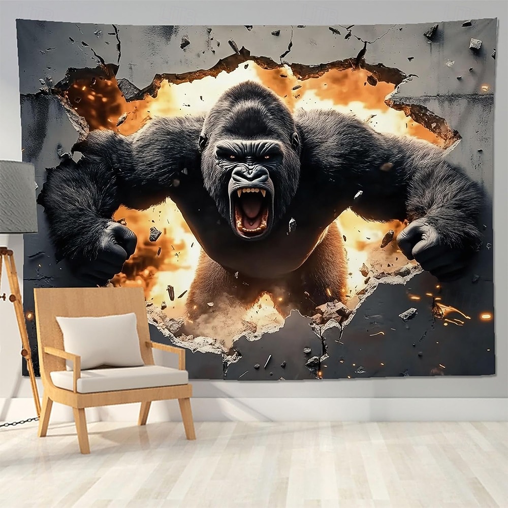 3D Realistic Grizzly Bear Wall Tapestry Fierce Wild Animal Breaking Through Wall Art Hanging Man Cave Decor Boys Room Game Room Backdrop Gift for Men 2026 - $20.99 –P4